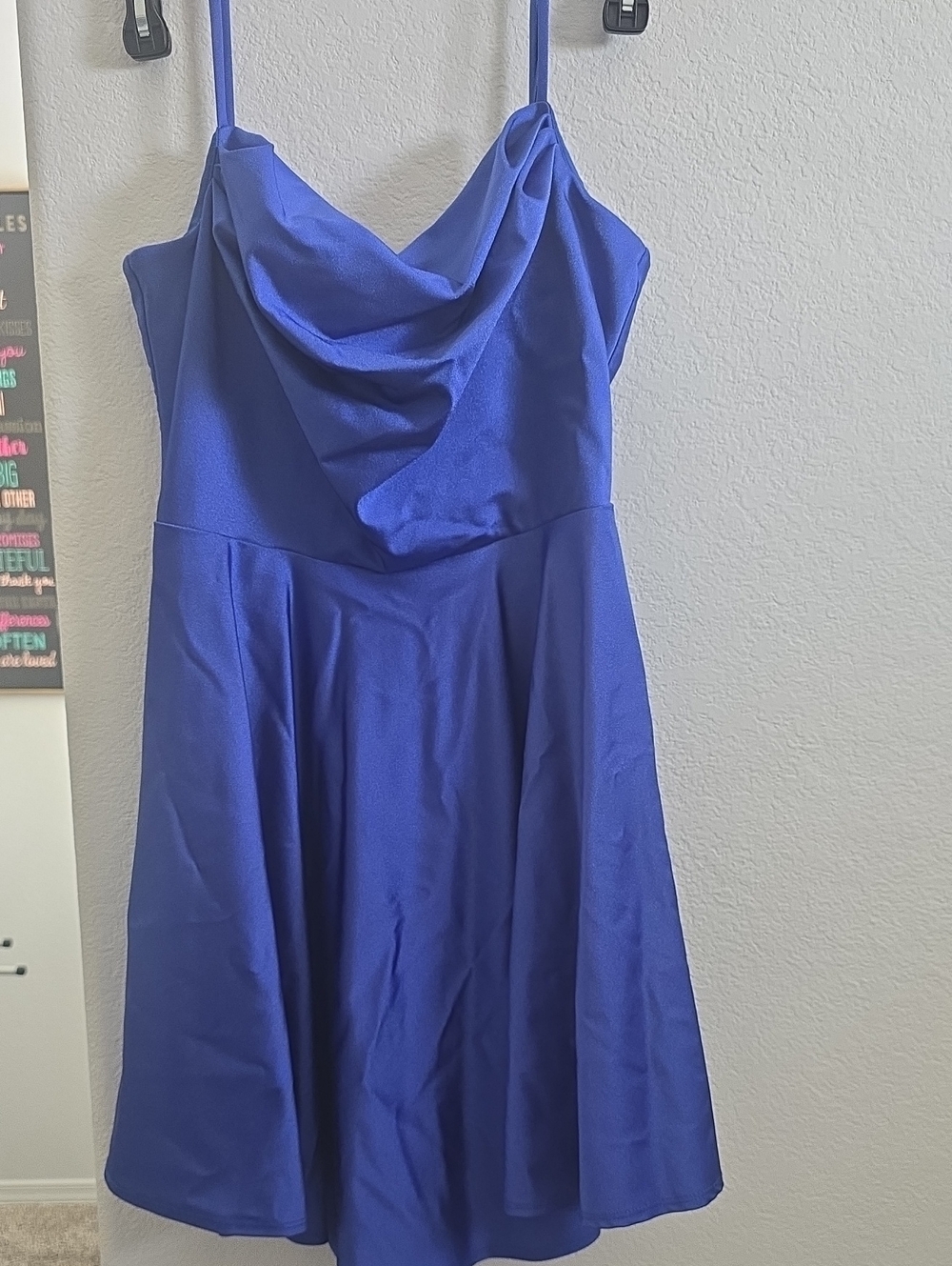 City Studio Royal Blue Cowl Neck Mini Dress